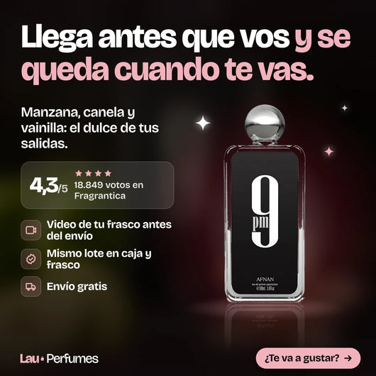 Afnan 9 PM original y sellado: Llega antes que vos y se queda cuando te vas.