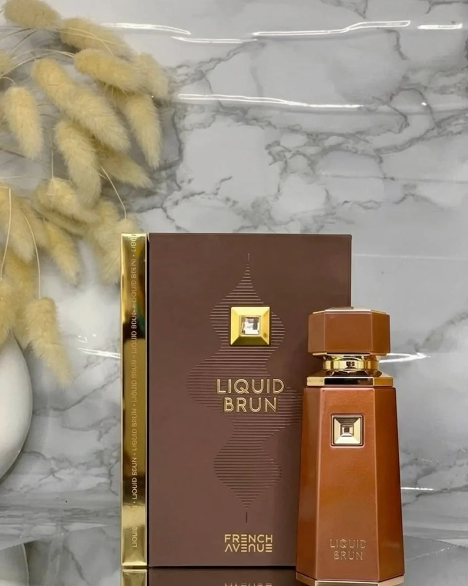 Caja y frasco de French Avenue Liquid Brun EDP 100 ml original
