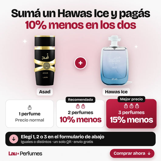 Combo Asad + Hawas Ice: 10% menos llevando 2 y 15% menos llevando 3