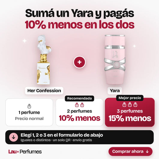 Combo Her Confession + Yara: 10% menos llevando 2 y 15% menos llevando 3