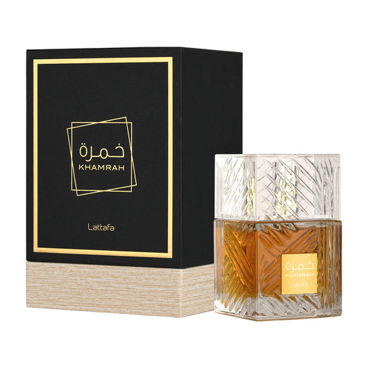 Lattafa Khamrah EDP 100 ml original, frasco y caja